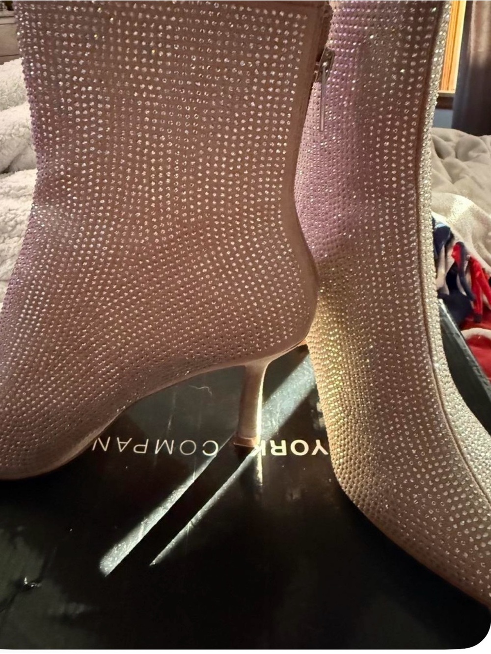 New York & Company Champagne Rhinestone Sock Booties - Picture 2 of 3